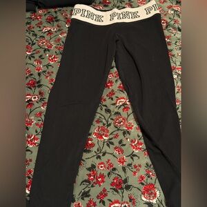 Victoria's Secret  Black Leggings with White Waistband